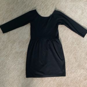 AE Black Low Back A-Line Dress with 3/4 Sleeves